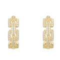 Golden Cuban link chain hoop earrings with sparkling cubic zirconia inlay for women - Gold