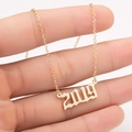 Golden stainless steel necklace featuring 2019 birth year pendant on a delicate chain - 2019 / Gold