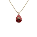 Collar de oro con colgante de gota en esmalte rojo, diseño de cruz con circonitas - Rojo