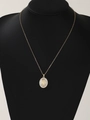 Gold Virgin Mary necklace with oval micro-pasted white cubic zirconia stones on black stand - Gold White Zirconia (TP-04042-01)