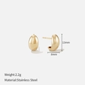 Pendientes minimalistas de acero inoxidable bañados en oro de 18K, peso de 2,2g - Dorado