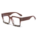 Occhiali quadrati sfumati tartarugati per donna con aste larghe e filtro luce blu - Sfumatura Leopardata Cachi