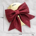 Fiocco di Natale rosso glitterato scintillante da 20x17cm per decorazione dell'albero - 17cm / Borgogna