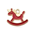 DIY pony pendant in red and gold enamel finish for earrings and necklaces - Red Rocking Horse