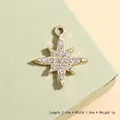 Gold snowflake star pendant with sparkling cubic zirconia, size 2.1x1.9cm, 1g weight - Gold Eight-Pointed Star