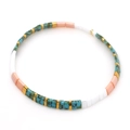 Bracelet bohème multicouche avec perles Tila turquoise, dorées et corail extensible - Turquoise Orange Blanc Or