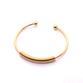Bracciale rigido a molla regolabile minimalista con finitura dorata lucida - Oro