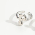 Minimalist adjustable open ring with silver letter P design on a clean white background - Letter P Style