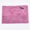 Soft faux cashmere scarf in 18# leather red color with fringe and woven label - Leather Red