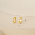 Detail view of gold-plated zircon hoop earrings with 1.2cm height dimension markers - One Pair / Gold (E071426k4)