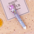 Cute light purple 10-color ballpoint pen with unicorn ornament and lunar topper - Purple Moon Unicorn