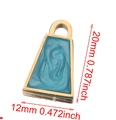 Gold-plated stainless steel lock pendant with blue enamel texture and 20mm size scale - Trapezoid-Blue