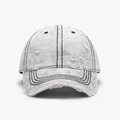 Gorra de béisbol gris claro lavada con efectos desgastados y costuras negras contrastadas - Negro(25A250)