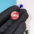 Sparkling red polymer clay bead encrusted with colorful rhinestones for DIY jewelry - 16mm AB Red Round Bead