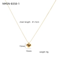 Minimalist polished gold 3D heart pendant necklace with adjustable chain for women - Bright Gold Heart Minimalist-Stainless Steel (NMSN-B358-1)