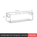 Transparent plastic storage bin with handles for refrigerator, extra-long 40.7cm size - Straight Edge Transparent Box - Extended - PET