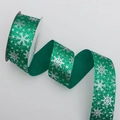 Ruban de Noël vert pailleté avec flocons d'argent pour emballages cadeaux et décoration - Vert 【4cm*10 Yards】