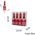 Set di 4 decorazioni natalizie a forma di bottiglia di birra rossa lucida con glitter - Bottiglia 4 Pz/Scatola