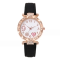 Fashion rose gold women's quartz watch with crystal bezel and pink heart dial design - Black Watch Only