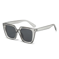 Oversized grey transparent square sunglasses with dark grey lenses and wide frames - Translucent Grey Frame Grey Lens