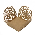 Laser-cut rose pattern brown kraft paper decorative cupcake and candy wedding gift box - Kraft Paper