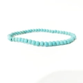 Minimalist 4mm blue-green turquoise stone bead bracelet with natural veined texture - Turquoise