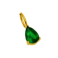 Pear-shaped green gemstone pendant with golden three-prong setting and birthstone charm - May (Emerald)