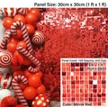 Mirror red shimmer wall panel 30x30cm with 100 sequins for festive party background decor - Red