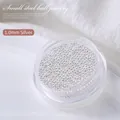 Nail art 1,0 mm zilveren stalen kralen in een potje voor DIY-manicure - 1.0mm Zilver ca. 5g