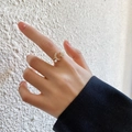 Anello aperto dorato con stella e luna zirconi incastonati e perle da donna - Aperto Regolabile / Oro