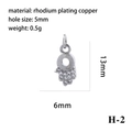 Silver evil eye palm charm in rhodium plated copper with cubic zirconia stones - Silver Hamsa Hand H-2