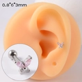 Piercing a farfalla in acciaio argento con pietre marquise rosa e zirconi chiari - Farfalla Rosa