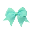 Handmade mint green grosgrain ribbon bow hair clip for girls with a long swallowtail design - Light Cyan