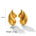 18k gold plated stainless steel teardrop earrings with crystals, 34mm drop length - Gold Plain Water Drop Style (TE6657-G)