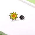 Cute Japanese style yellow sun-shaped enamel pin with metal butterfly clutch back - Sun (CZ0580)