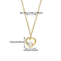 Detailed view of gold heart necklace with pearl and measurements in cm and inch - Hollow Heart Artificial Pearl (G257384)