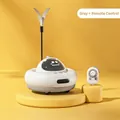 Jouet chat intelligent capsule spatiale avec télécommande et plumes naturelles - Version Électrique avec Télécommande / Blanc