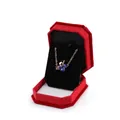 Golden clover necklace with blue crystals in a red octagonal velvet jewelry box - Small Pendant Box / Red With Black Interior