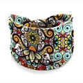 Elastic wide headband with colorful vintage floral and swirl patterns for women - Style 68