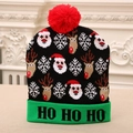 Knitted Christmas hat with colorful patterns, Santa Claus, deer and Ho Ho Ho text - Santa & Reindeer