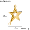Golden star jewelry pendant with physical dimensions and weight measurement details - Textured Star Double Ring
