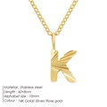 Customizable gold titanium steel necklace featuring a textured letter K pendant design - Letter K / 10mm Pendant / Gold