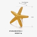 Goldener übergroßer Seestern-Ring aus Edelstahl mit strukturierter Oberfläche für Strand - Offen/1,7 cm Innendurchmesser / Goldener Seesternring
