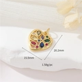 Golden heart pendant with colorful zircon stones measuring 15.5mm by 20.2mm - H-11626/Colorful Retro Heart Pendant