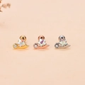 Oorknopjes met ster en maan in goud, roségoud en zilver met glanzende zirkonia's - Stijl 1 / Roségoud