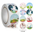 Easter bunny and egg roll stickers featuring 8 cartoon patterns in 2.5cm size - Garden Butterfly Bunny Series (K-192) / 500 Pieces/Pack (Diameter 2.5cm)