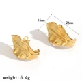 18K gold plated stainless steel leaf earrings measuring 26mm in length and 15mm in width - Gold Leaf Shaped Earrings (TE60526)