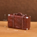Miniature vintage brown resin suitcase model with dimensions 2.4cm x 1.7cm - Luggage