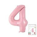 Matte pink number 4 foil balloon for parties with individual product packaging - 40-inch Pearlescent Powder 4-piece Paper Card