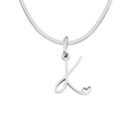 Elegant silver titanium steel necklace with cursive letter K pendant and heart detail - Letter K (Steel Color)